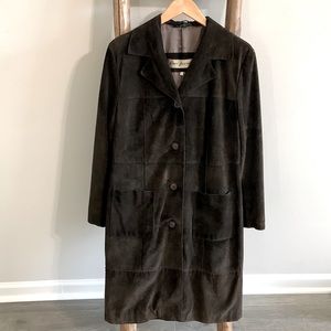 Rem Garson Chocolate Suede Trench Coat Size M